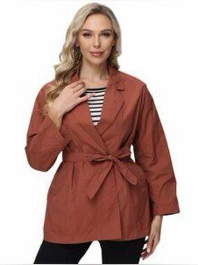 89th & Madison Belted Trench Coat Rust colored L NWOT